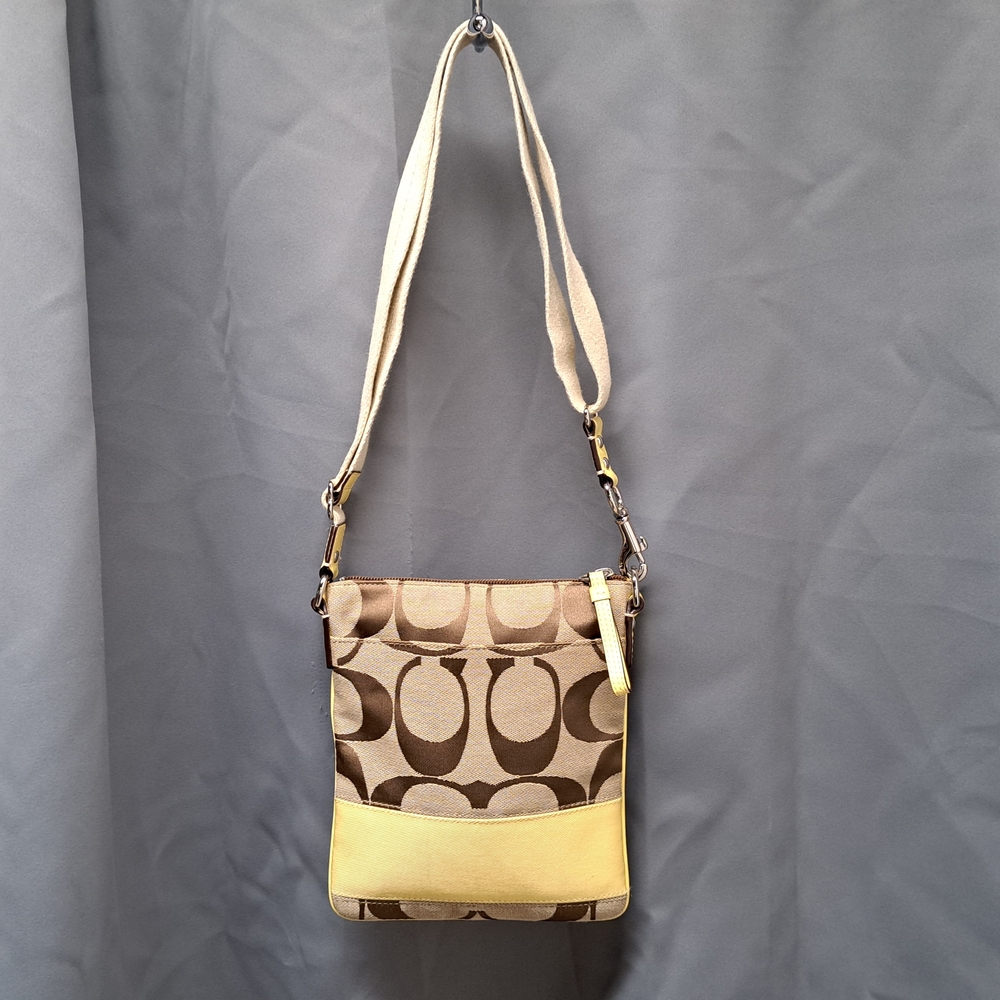 ⭐Authentic Coach Signature Brown and Yellow Crossbody Bag